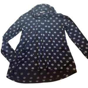 Komil‎ Spot Pattern Long Sleeve Jersey Knit Pocket Tunic Top Deep Navy Medium